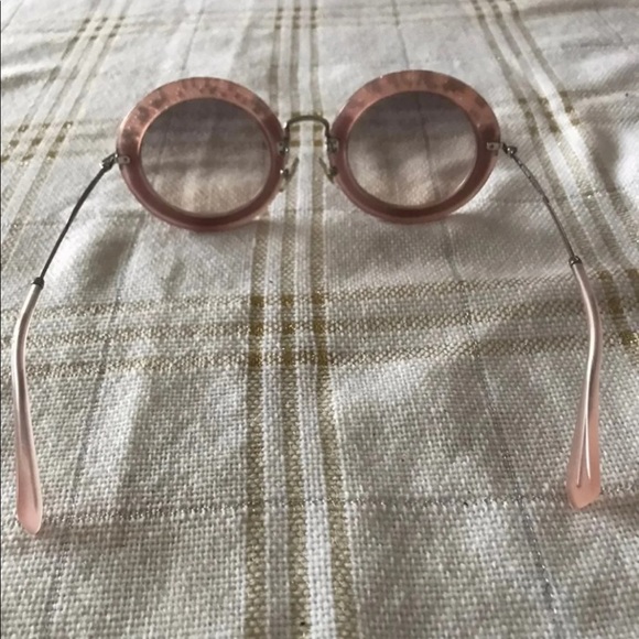 MIU MIU AUTHENTIC ROUND HAVANA GLITTER SUEDE PINK ITALY - Picture 4 of 5